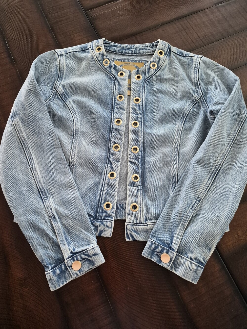 NWT Michael Kors Light Blue Denim Jacket with Grommet Detail - Size Small - Picture 1 of 4